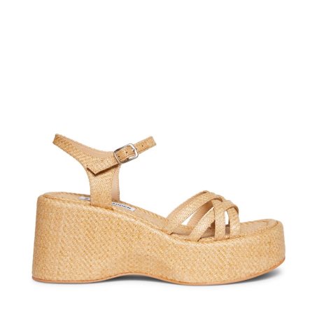 Steve Madden Crazy30 Raffia Platåsandaler Dame Beige | NBKMZ5781