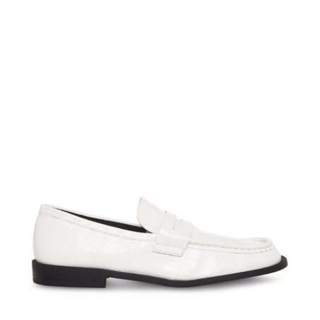 Steve Madden Goodman Crocodile Loafers Dame Hvite | TJZSM3601