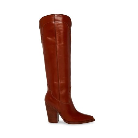 Steve Madden Lenore Lær Knehøye Støvletter Dame Mørke Brune | MRAVU1524